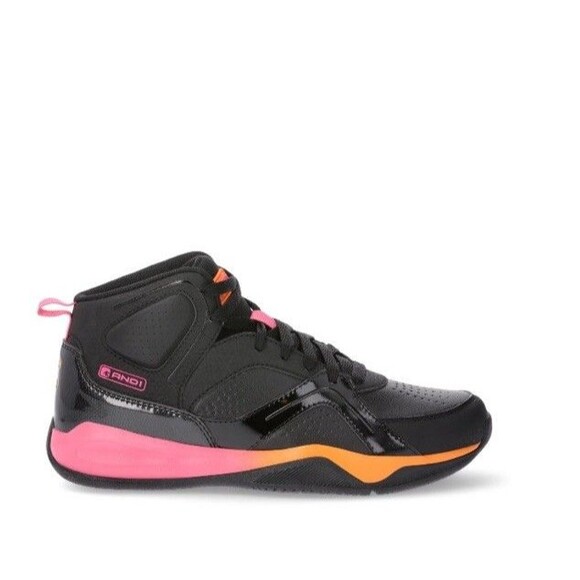 And1 Women's High-Top Basketball Sneakers Laces Black Pink Size Vary NWT - Picture 2 of 5